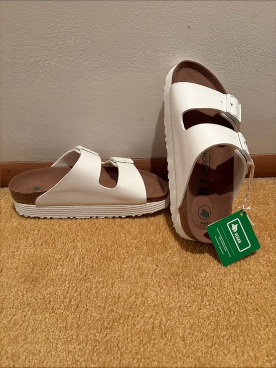 Papillio Shoes - Papillio White Double-Buckle Slide Sandals